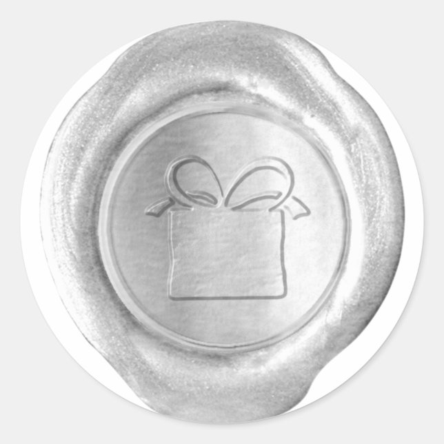 Adesivo Redondo Faux Wax Seal - Prata - GIFT (Frente)