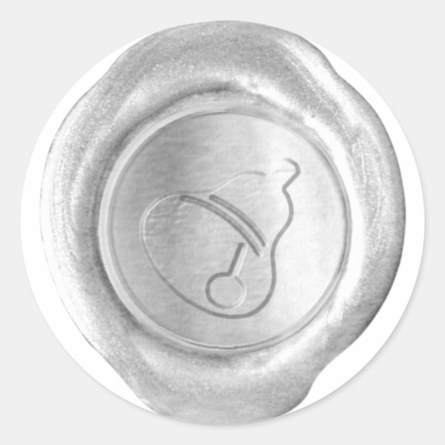 Adesivo Redondo Faux Wax Seal - Prata - NATAL BELL (Frente)