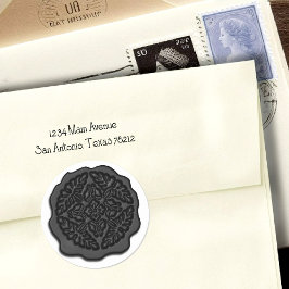 Adesivo Redondo Faux Wax Seal, Preto