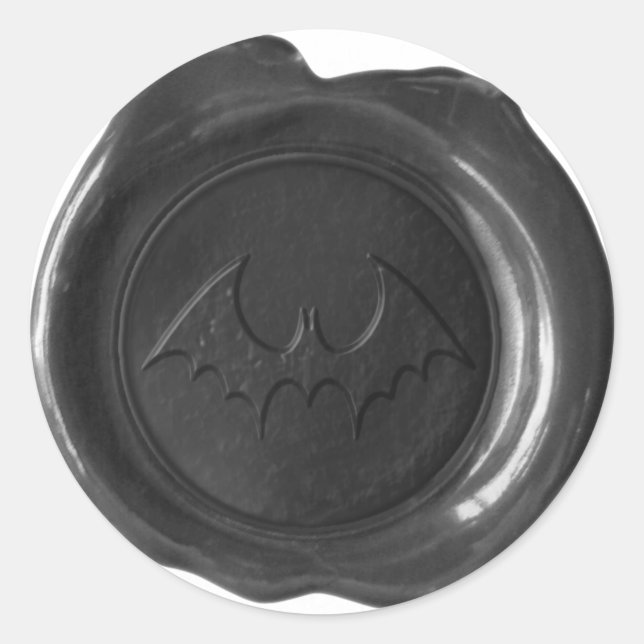 Adesivo Redondo Faux Wax Seal - Preto - BAT 02 (Frente)