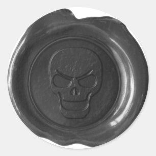 Adesivo Redondo Faux Wax Seal - Preto - Caveira 01