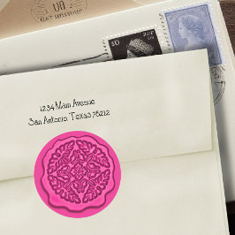 Adesivo Redondo Faux Wax Seal, Rosa Quente
