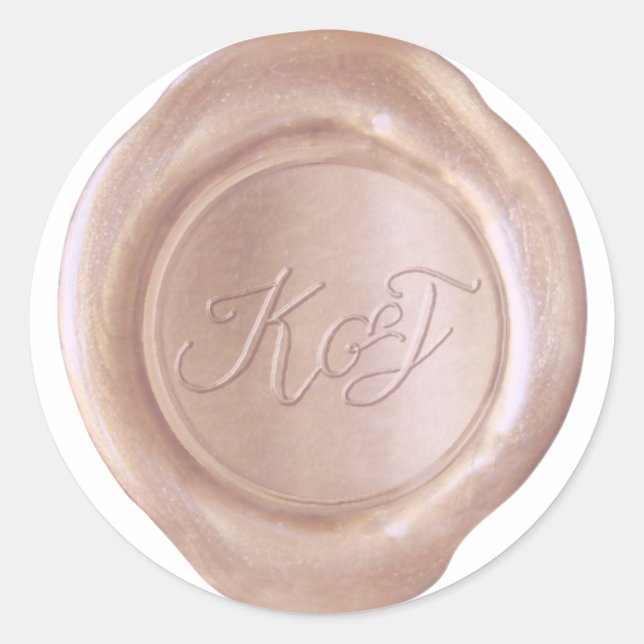 Adesivo Redondo Faux Wax Seal - RoseGold - K&J_Custom (Frente)