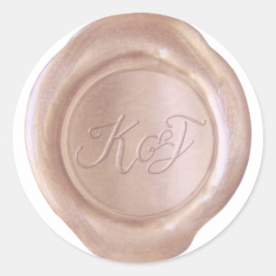 Adesivo Redondo Faux Wax Seal - RoseGold - K&J_Custom