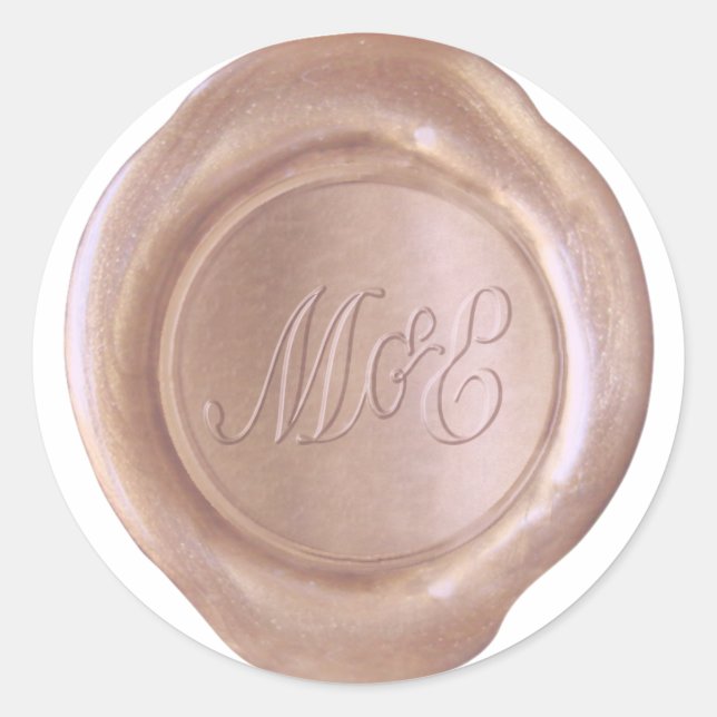 Adesivo Redondo Faux Wax Seal - RoseGold - M&E_Custom (Frente)