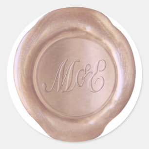 Adesivo Redondo Faux Wax Seal - RoseGold - M&E_Custom