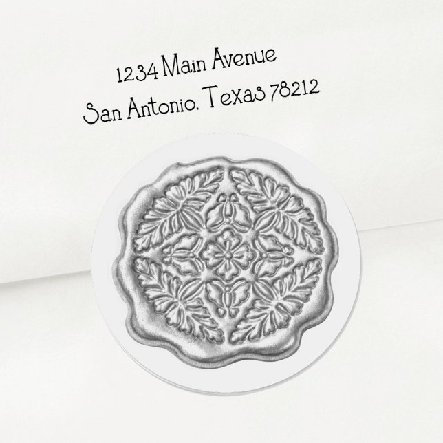 Adesivo Redondo Faux Wax Seal, Silver Metallic (Criador carregado)