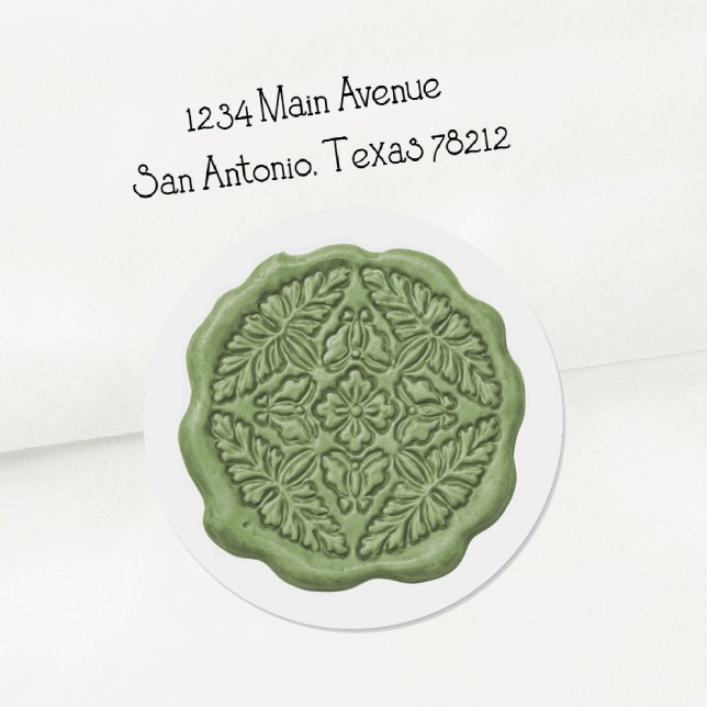 Adesivo Redondo Faux Wax Seal, Soft Green (Criador carregado)