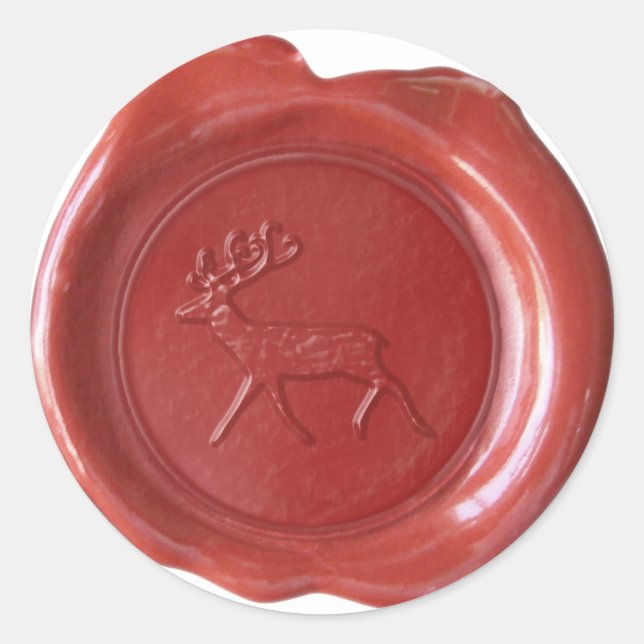 Adesivo Redondo Faux Wax Seal - Vermelho - REINDEER (Frente)