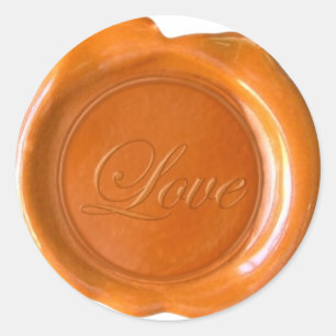 Adesivo Redondo Faux Wax Seals - Orange Script - Love