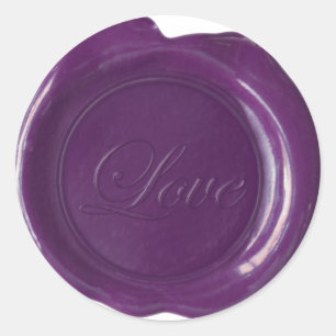 Adesivo Redondo Faux Wax Seals - Plum Script - Love