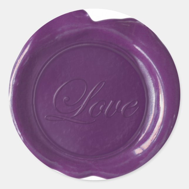 Adesivo Redondo Faux Wax Seals - Plum Script - Love (Frente)