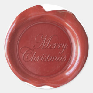 Adesivo Redondo Faux Wax Seals - Red Script - Feliz Natal