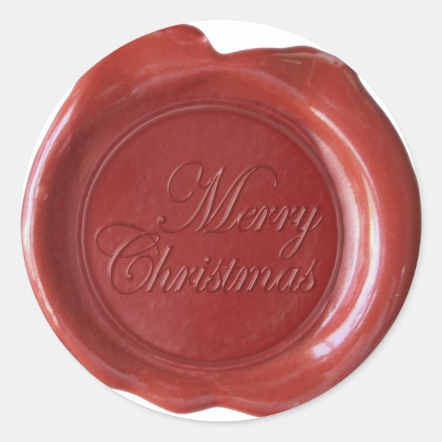 Adesivo Redondo Faux Wax Seals - Red Script - Feliz Natal (Frente)