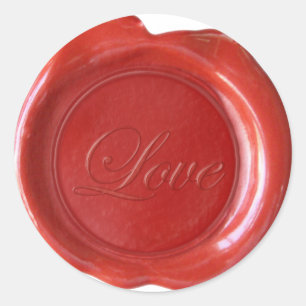 Adesivo Redondo Faux Wax Seals - Red Script - Love