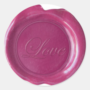 Adesivo Redondo Faux Wax Seals - Rosa Red Script - Love