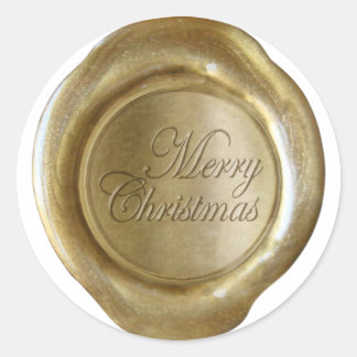 Adesivo Redondo Faux Wax Seals - Script Dourado - Feliz Natal