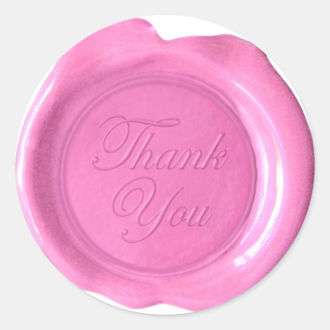 Adesivo Redondo Faux Wax Seals - Script Rosa - Obrigado (Frente)