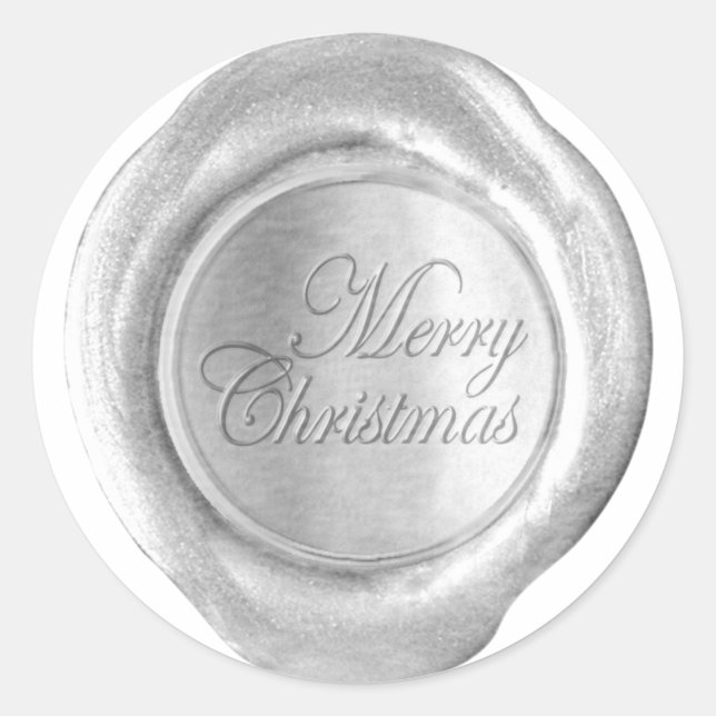 Adesivo Redondo Faux Wax Seals - Silver Script - Feliz Natal (Frente)