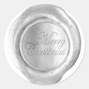Adesivo Redondo Faux Wax Seals - Silver Script - Feliz Natal