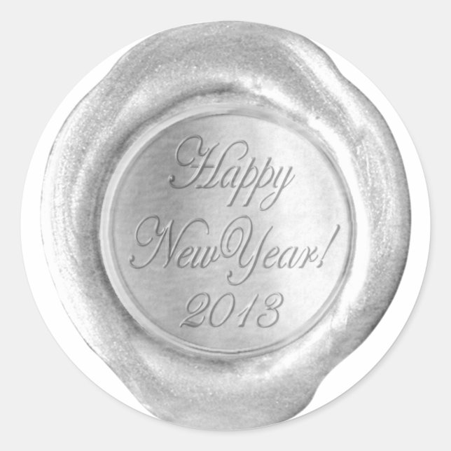 Adesivo Redondo Faux Wax Seals - Silver Script - HappyNewYear 2013 (Frente)