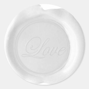 Adesivo Redondo Faux Wax Seals - White Script - Love
