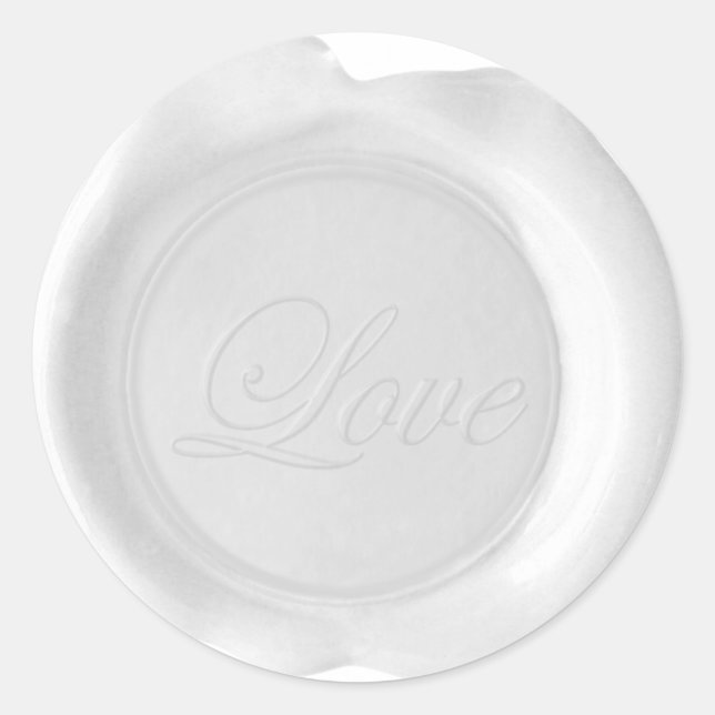 Adesivo Redondo Faux Wax Seals - White Script - Love (Frente)