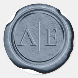 Adesivo Redondo Faux Wax Wedding Inicials Dark Blue ID1022