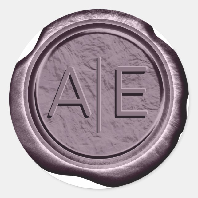 Adesivo Redondo Faux Wax Wedding Inicials Dk Mauve ID967 (Frente)