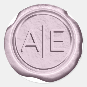 Adesivo Redondo Faux Wax Wedding Inicials Lt Mauve ID967