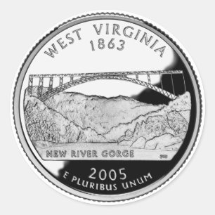 Adesivo Redondo Faux West Virginia State Quarter