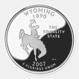 Adesivo Redondo Faux Wyoming State Quarter