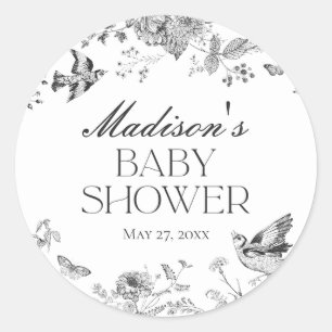Adesivo Redondo Favo de Chuveiro de Bebê Floral Vintage Toile Pret