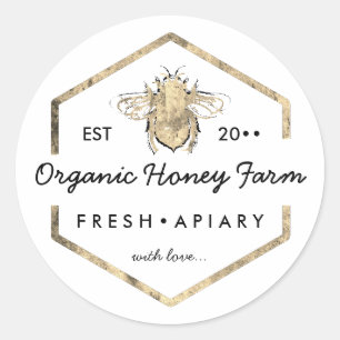 Adesivo Redondo Favo de Mel Abelhão Dourado Apiarist