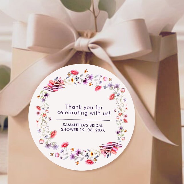 Adesivo Redondo Favor Boho Lavanda Flor Silvestre Novo Capítulo  (Criador carregado)