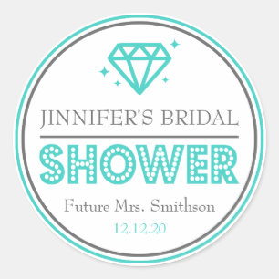 Adesivo Redondo Favor brilhante do chá de panela do diamante