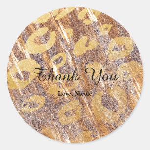 Adesivo Redondo Favor Brilho Bege Areia com Estampa de Leopardo Gl