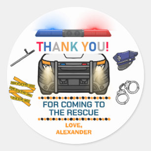 Adesivo Redondo Favor da Festa de aniversário da Polícia