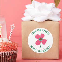 Adesivo Redondo Favor da Festa de aniversário da Pop de margarida