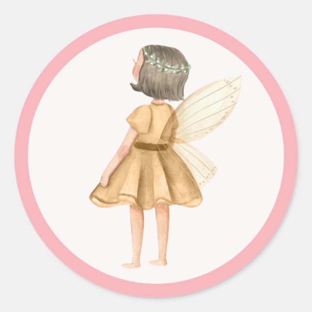 Adesivo Redondo Favor da Festa de aniversário de fadas da Princesa (Frente)