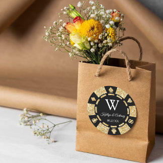 Adesivo Redondo Favor da Festa de casamento do Chip Casino do Pôqu