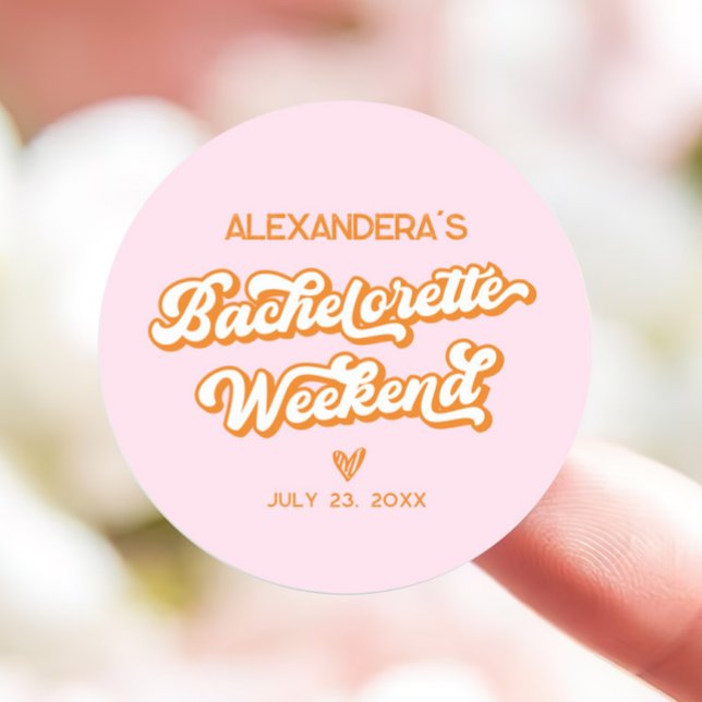 Adesivo Redondo Favor da Festa de solteira Rosa de Verão e Laranja (Criador carregado)