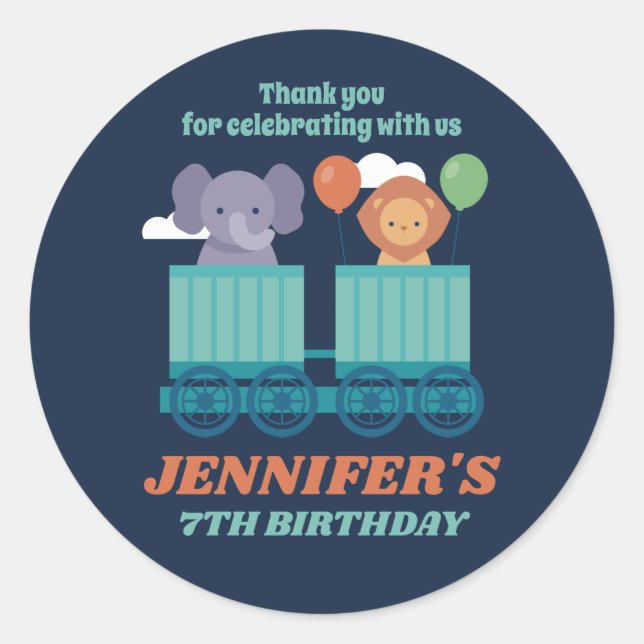 Adesivo Redondo Favor da Parte Aniversário de criança dos Comboios (Frente)
