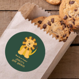 Adesivo Redondo Favor da Selva Selva de Um Leão Chá de fraldas Sel