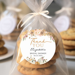 Adesivo Redondo Favor de Abóbora Floral de Outono Agradecimento