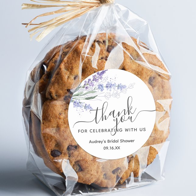 Adesivo Redondo Favor de Agradecimento de Aguarela Lavanda (Lavender Watercolor Thank You Favor Classic Round Sticker)