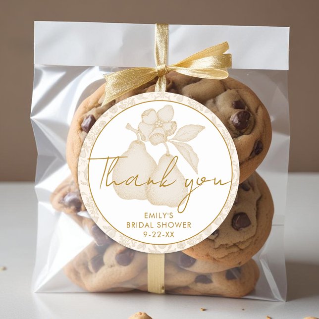 Adesivo Redondo Favor de agradecimento de casamento Gold Perfect P (Thank You Favor Sticker)