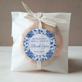Adesivo Redondo Favor de Agradecimento para Chá de Noiva Azul e Br
