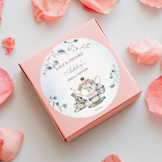 Adesivo Redondo Favor de agradecimento para chá de noiva de chá de (Criador carregado)