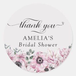 Adesivo Redondo Favor de Agradecimento para Chá de Noiva Floral de